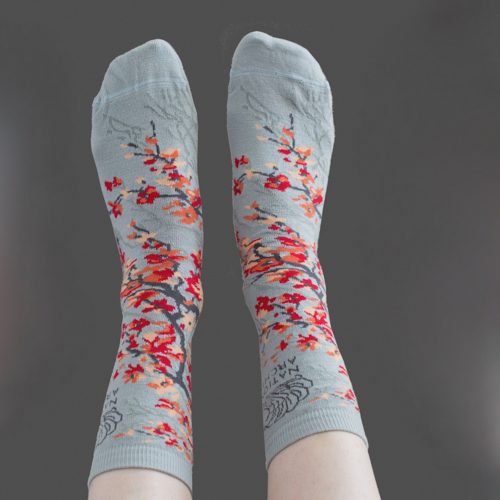 1079170 SOCK CHERRYBLOSSOMSALMONART 1