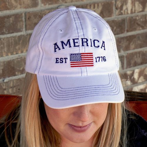 CROPPED SusanTraywick SKU 01070141 Baseball Cap America Est 1776 White 4